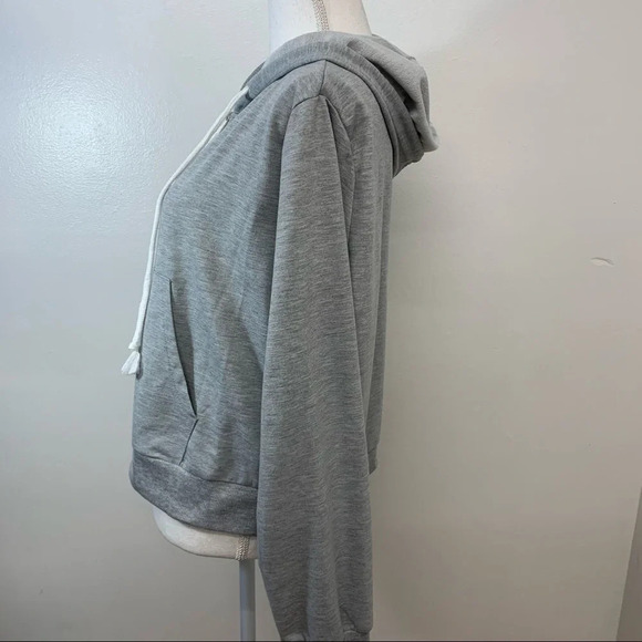Shein‎ Curve Sweatshirt Woman 2XL Gray Full Zip Hood Pockets Light Weight Crop - Picture 5 of 10